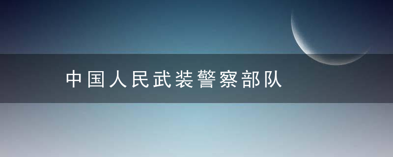 中国人民武装警察部队是什么意思