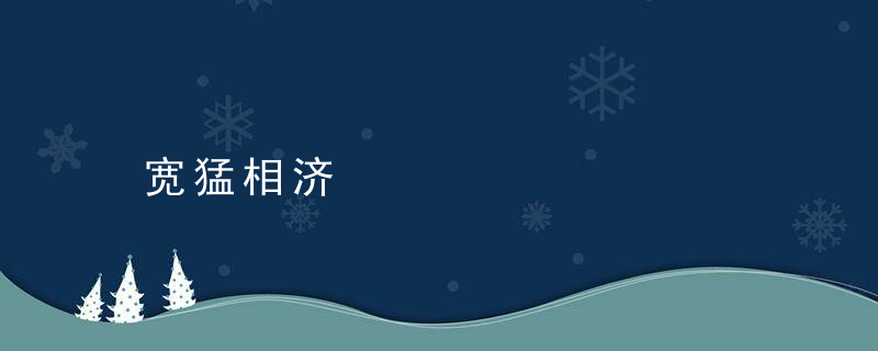 宽猛相济