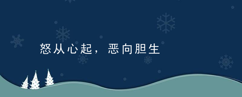 怒从心起，恶向胆生是什么意思