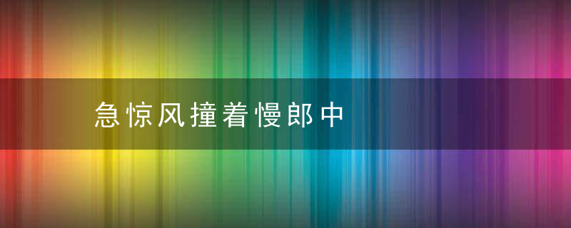 急惊风撞着慢郎中