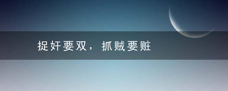 捉奸要双，抓贼要赃是什么意思