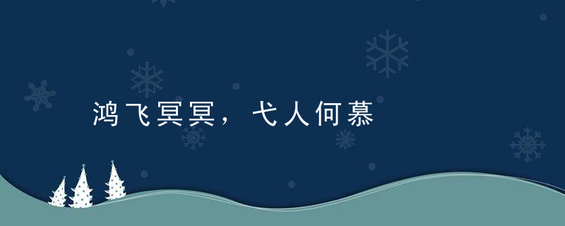 鸿飞冥冥，弋人何慕